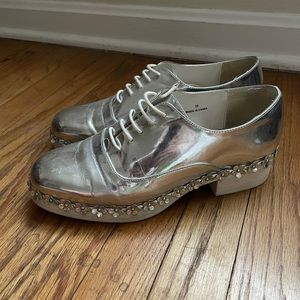 Miista Metallic lace up loafers